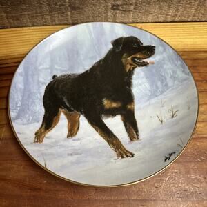 Rottweiler Dog Plate by Danbury Mint Winter Walk